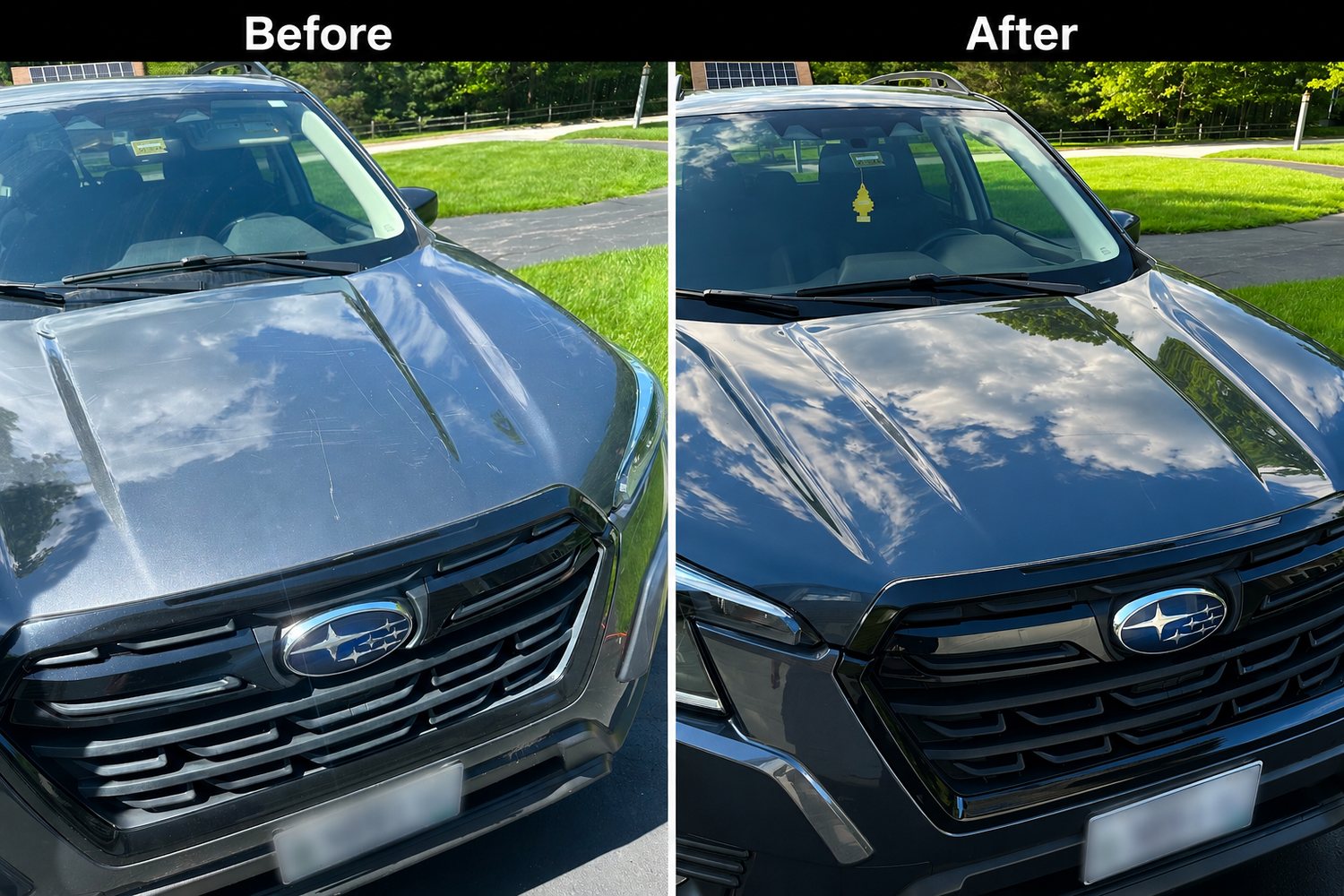 Exterior paint gloss restoration before and after